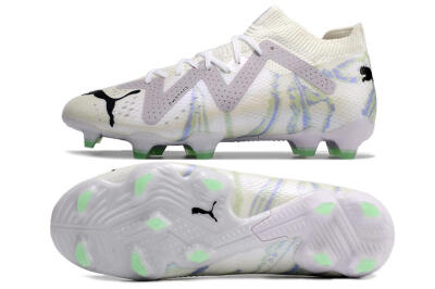 Puma Future Ultimate FG Low-Tops Soccer Cleats - White/Grey/Blue