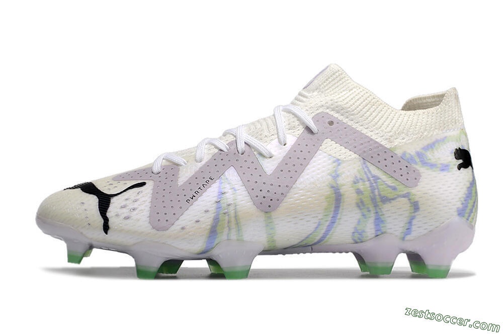 Puma Future Ultimate FG Low-Tops Soccer Cleats - White/Grey/Blue 2