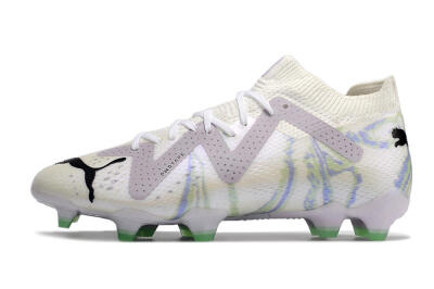 Puma Future Ultimate FG Low-Tops Soccer Cleats - White/Grey/Blue