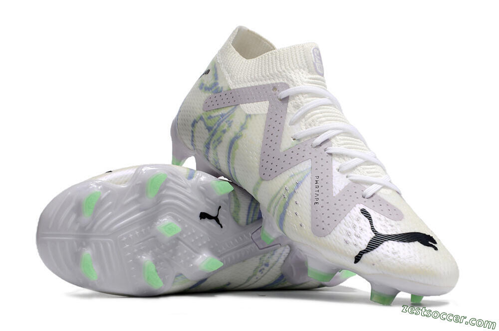 Puma Future Ultimate FG Low-Tops Soccer Cleats - White/Grey/Blue 3