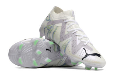 Puma Future Ultimate FG Low-Tops Soccer Cleats - White/Grey/Blue