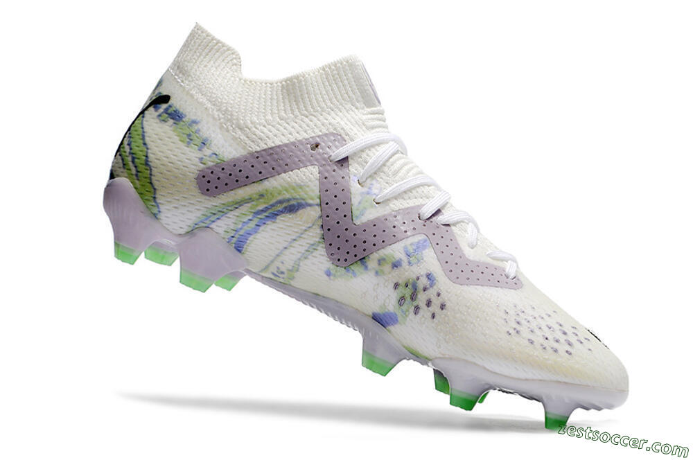 Puma Future Ultimate FG Low-Tops Soccer Cleats - White/Grey/Blue 4