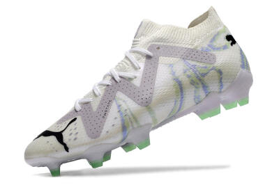 Puma Future Ultimate FG Low-Tops Soccer Cleats - White/Grey/Blue