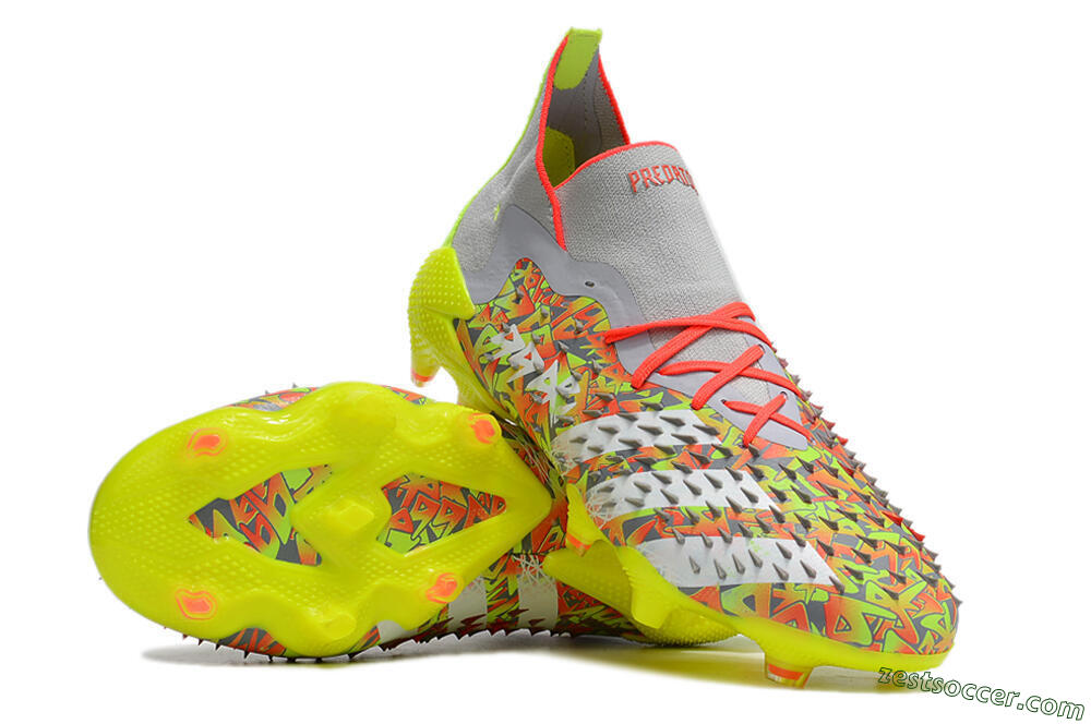 Adidas Predator Freak.1 FG High-Tops Soccer Cleats - Grey/Yellow/Orange 3