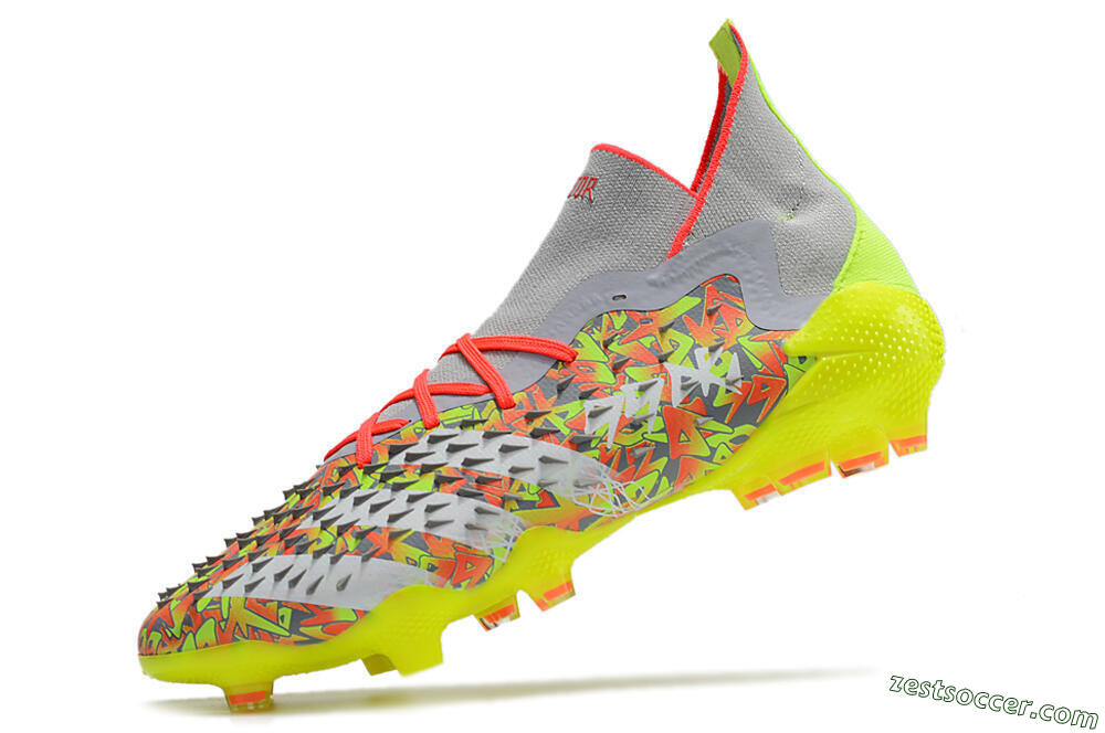 Adidas Predator Freak.1 FG High-Tops Soccer Cleats - Grey/Yellow/Orange 5