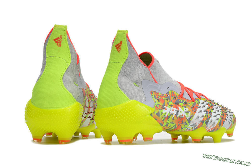 Adidas Predator Freak.1 FG High-Tops Soccer Cleats - Grey/Yellow/Orange 6