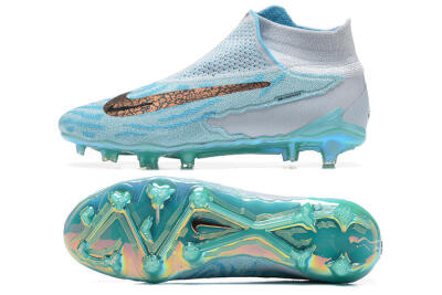 Nike Phantom GX Elite FG High-Tops Soccer Cleats - Blue/White/Brown/Black