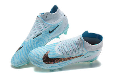 Nike Phantom GX Elite FG High-Tops Soccer Cleats - Blue/White/Brown/Black