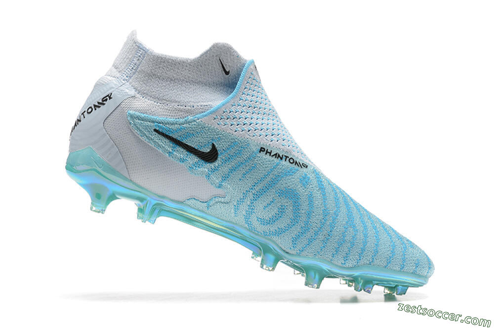 Nike Phantom GX Elite FG High-Tops Soccer Cleats - Blue/White/Brown/Black 7