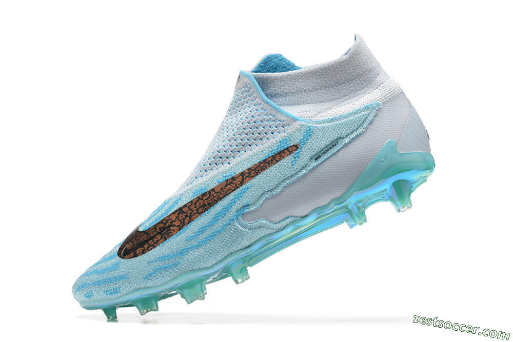 Nike Phantom GX Elite FG High-Tops Soccer Cleats - Blue/White/Brown/Black 8