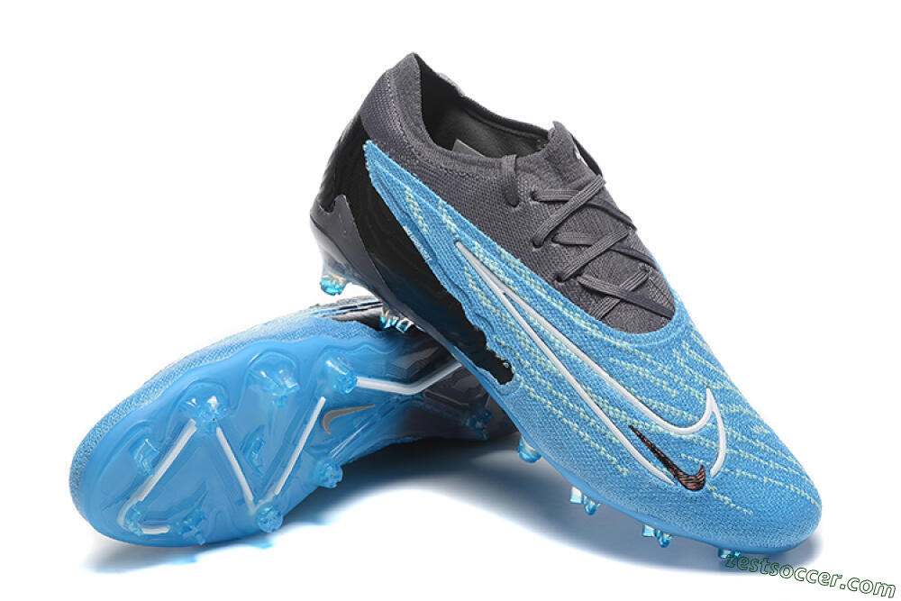 Nike Phantom GX Elite FG Low-Tops Soccer Cleats - Blue/Grey/White 4