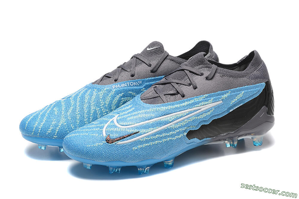 Nike Phantom GX Elite FG Low-Tops Soccer Cleats - Blue/Grey/White 5