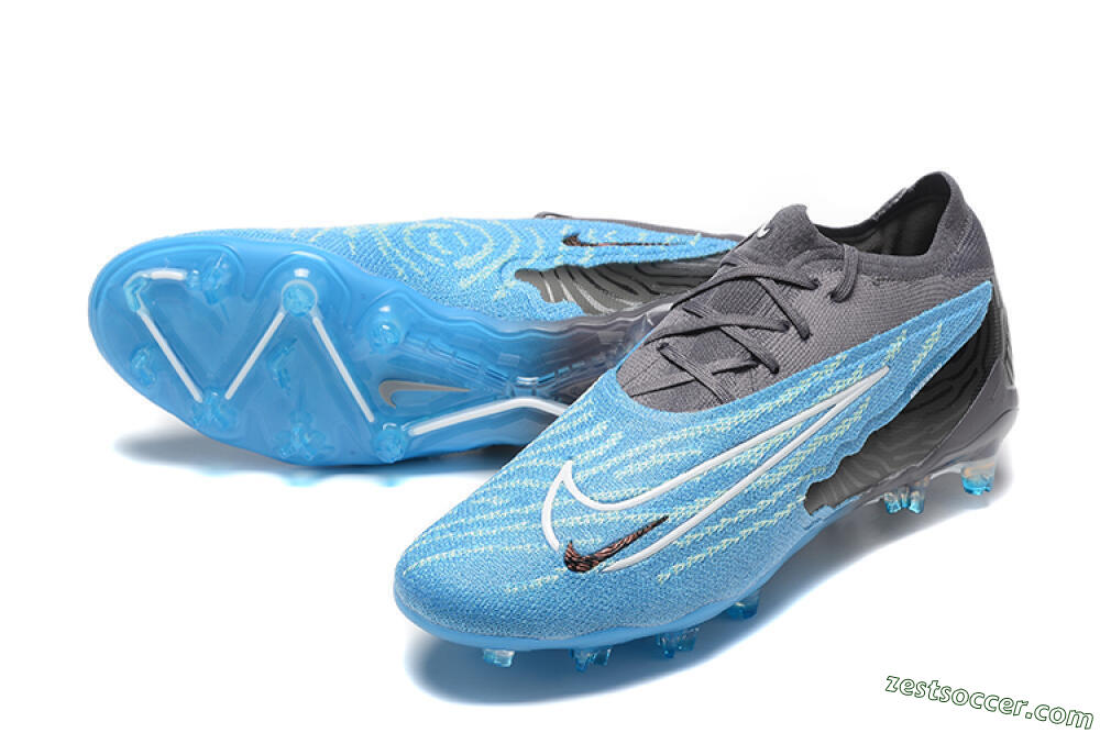 Nike Phantom GX Elite FG Low-Tops Soccer Cleats - Blue/Grey/White 3
