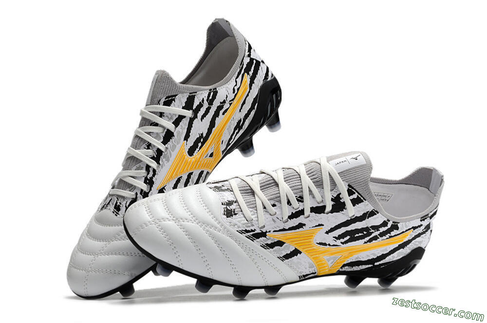 Mizuno Morelia Neo 3 Made in Japan FG Low-Tops Soccer Cleats - White/Black/Yellow 6