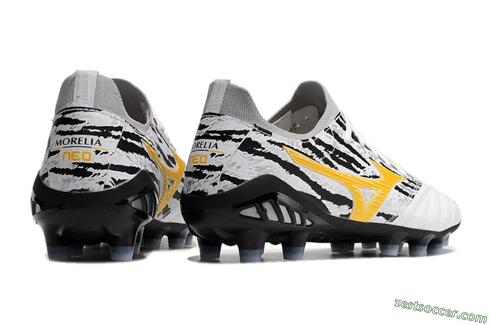 Mizuno Morelia Neo 3 Made in Japan FG Low-Tops Soccer Cleats - White/Black/Yellow 9