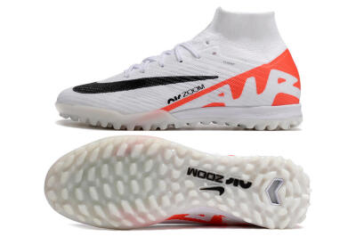 Nike Air Zoom Mercurial Superfly 9 Elite TF High-Tops Soccer Shoes - White/Black/Red