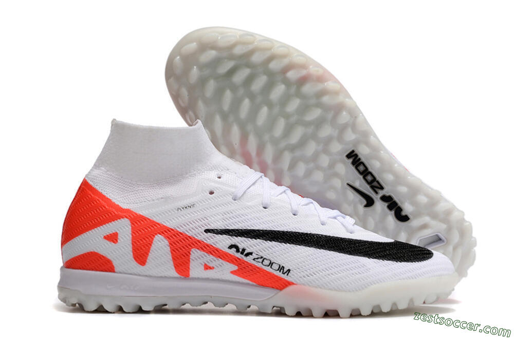 Nike Air Zoom Mercurial Superfly 9 Elite TF High-Tops Soccer Shoes - White/Black/Red 0