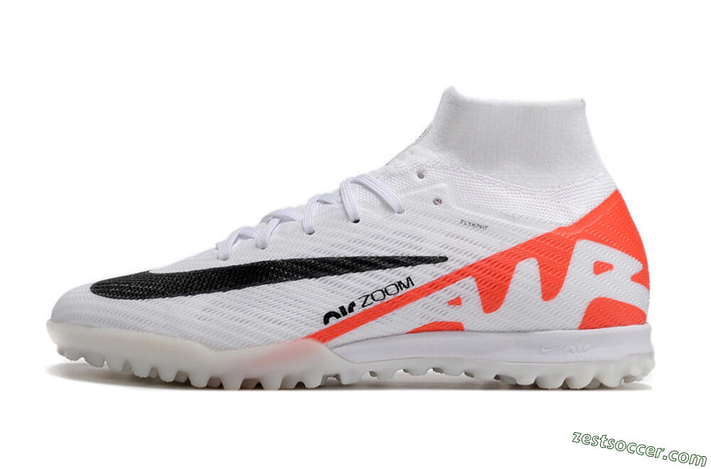 Nike Air Zoom Mercurial Superfly 9 Elite TF High-Tops Soccer Shoes - White/Black/Red 2