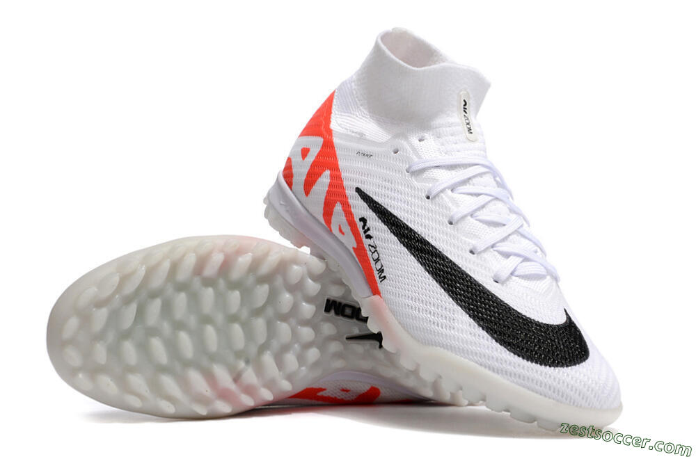 Nike Air Zoom Mercurial Superfly 9 Elite TF High-Tops Soccer Shoes - White/Black/Red 4