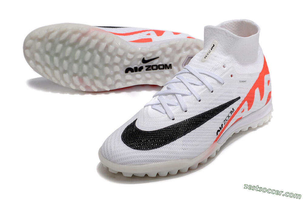 Nike Air Zoom Mercurial Superfly 9 Elite TF High-Tops Soccer Shoes - White/Black/Red 3
