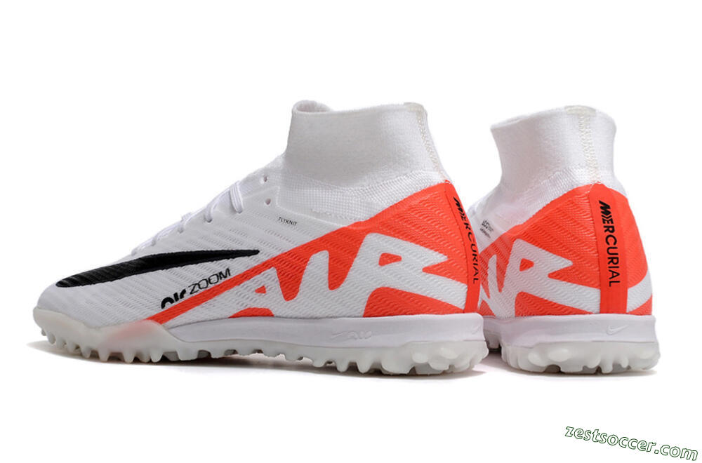 Nike Air Zoom Mercurial Superfly 9 Elite TF High-Tops Soccer Shoes - White/Black/Red 5