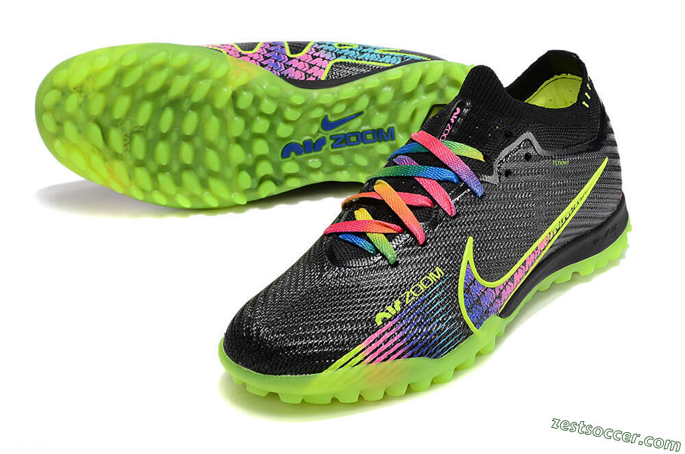 Nike Air Zoom Mercurial Vapor 15 Elite TF Low-Tops Soccer Shoes - Black/Green/Pink 3