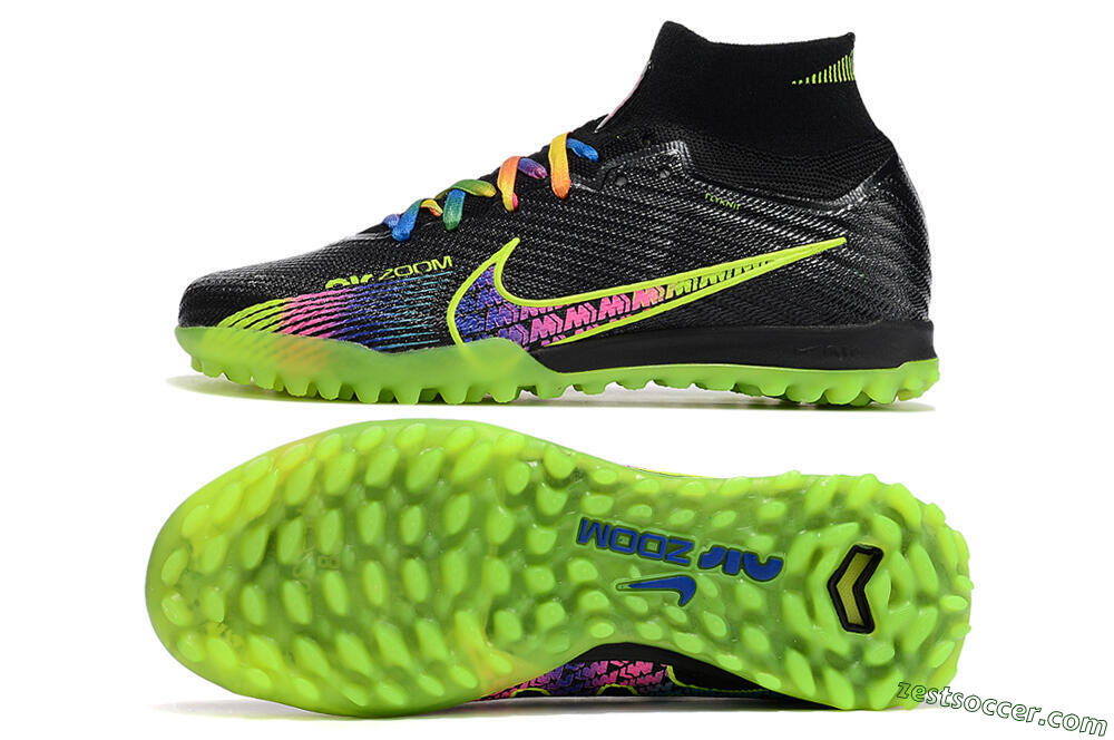 Nike Air Zoom Mercurial Superfly 9 Elite TF High-Tops Soccer Shoes - Black/Green/Pink 1