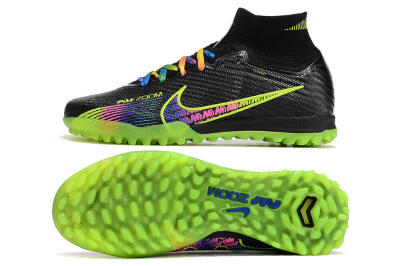 Nike Air Zoom Mercurial Superfly 9 Elite TF High-Tops Soccer Shoes - Black/Green/Pink