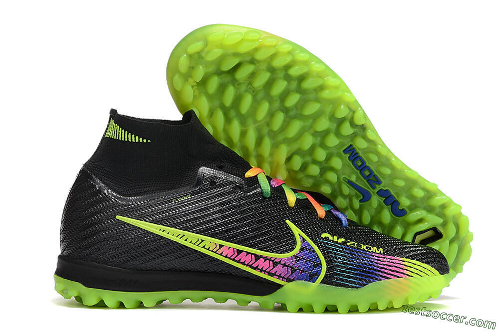Nike Air Zoom Mercurial Superfly 9 Elite TF High-Tops Soccer Shoes - Black/Green/Pink 0