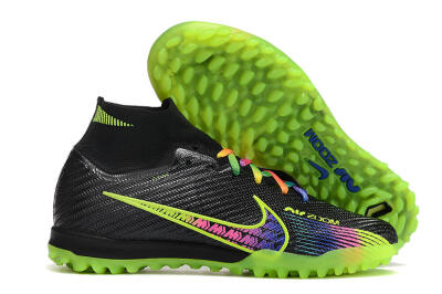 Nike Air Zoom Mercurial Superfly 9 Elite TF High-Tops Soccer Shoes - Black/Green/Pink