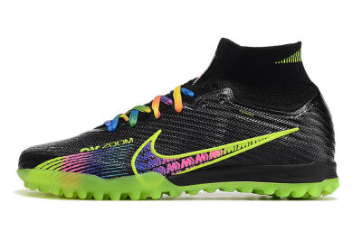 Nike Air Zoom Mercurial Superfly 9 Elite TF High-Tops Soccer Shoes - Black/Green/Pink