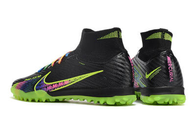 Nike Air Zoom Mercurial Superfly 9 Elite TF High-Tops Soccer Shoes - Black/Green/Pink