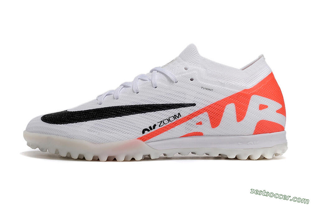 Nike Air Zoom Mercurial Vapor 15 Elite TF Low-Tops Soccer Shoes - White/Black/Red 2