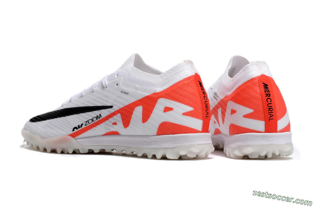 Nike Air Zoom Mercurial Vapor 15 Elite TF Low-Tops Soccer Shoes - White/Black/Red 5