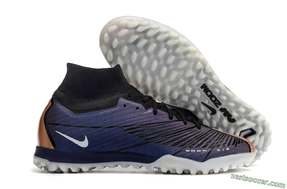 Nike Air Zoom Mercurial Superfly 9 Elite TF High-Tops Soccer Shoes - Purple/Black 0