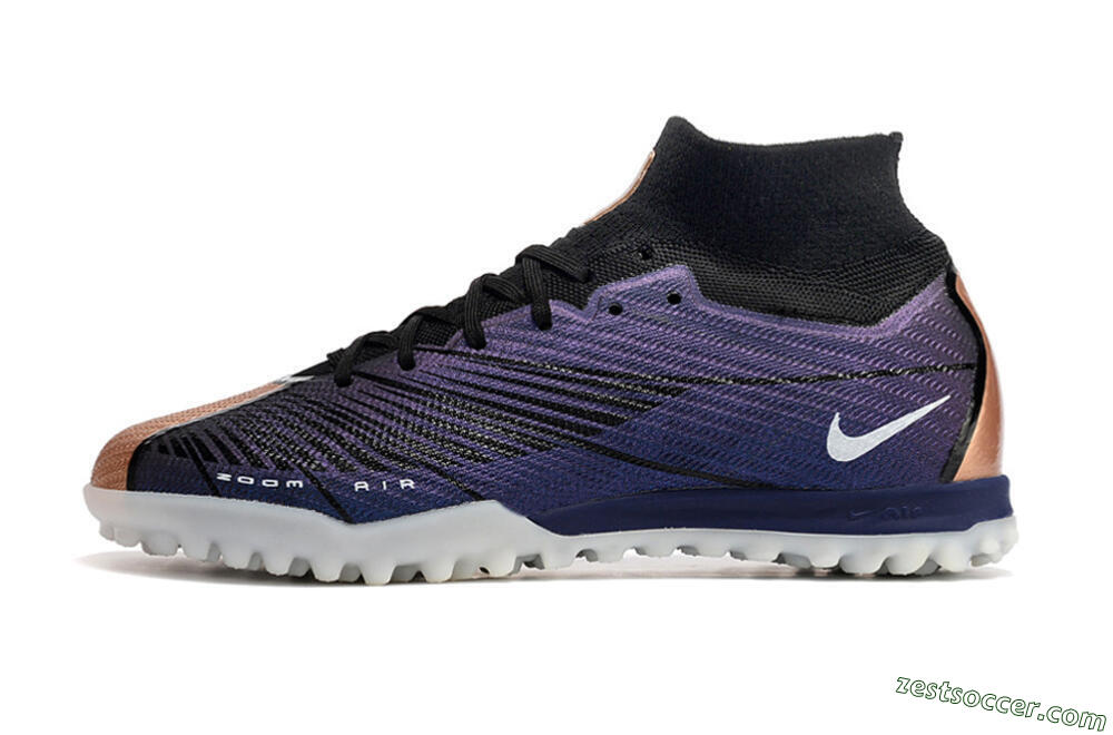 Nike Air Zoom Mercurial Superfly 9 Elite TF High-Tops Soccer Shoes - Purple/Black 2