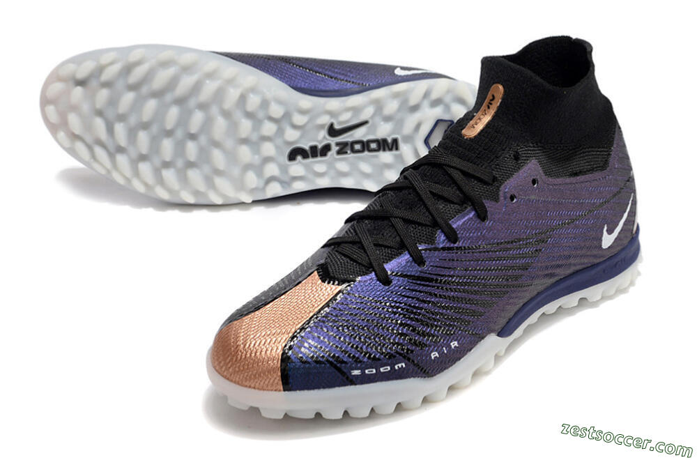 Nike Air Zoom Mercurial Superfly 9 Elite TF High-Tops Soccer Shoes - Purple/Black 3