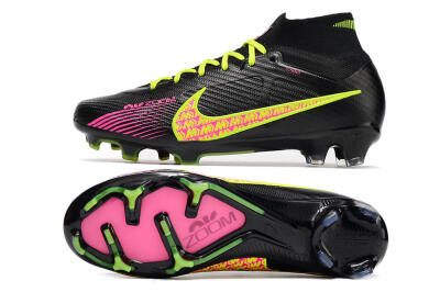 Nike Air Zoom Mercurial Superfly 9 Elite FG High-Tops Soccer Cleats - Black/Yellow/Pink