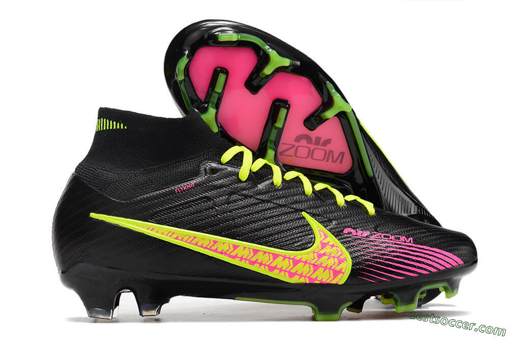 Nike Air Zoom Mercurial Superfly 9 Elite FG High-Tops Soccer Cleats - Black/Yellow/Pink 0