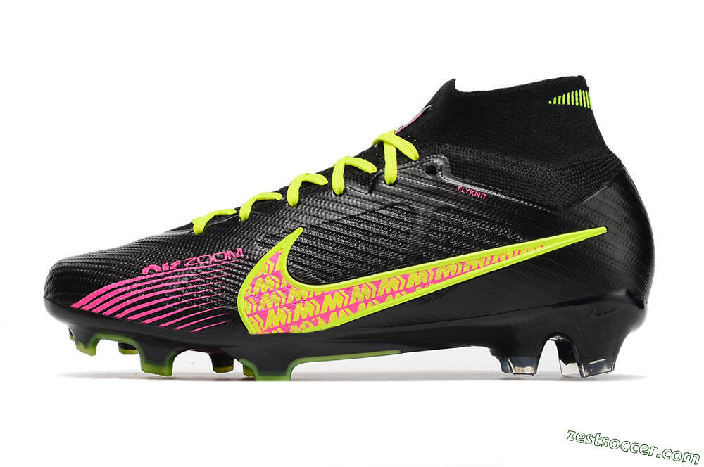 Nike Air Zoom Mercurial Superfly 9 Elite FG High-Tops Soccer Cleats - Black/Yellow/Pink 2