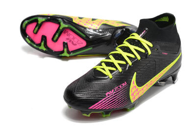 Nike Air Zoom Mercurial Superfly 9 Elite FG High-Tops Soccer Cleats - Black/Yellow/Pink