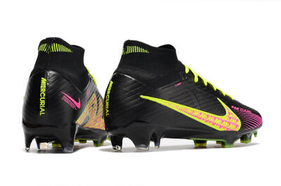 Nike Air Zoom Mercurial Superfly 9 Elite FG High-Tops Soccer Cleats - Black/Yellow/Pink