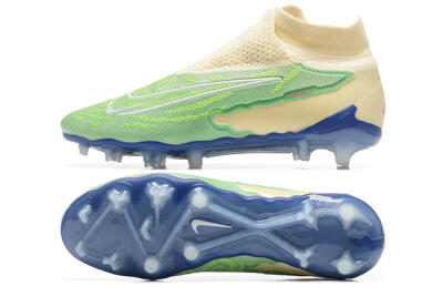 Nike Phantom GX Elite DF FG High-Tops Soccer Cleats - Green/Beige/Blue