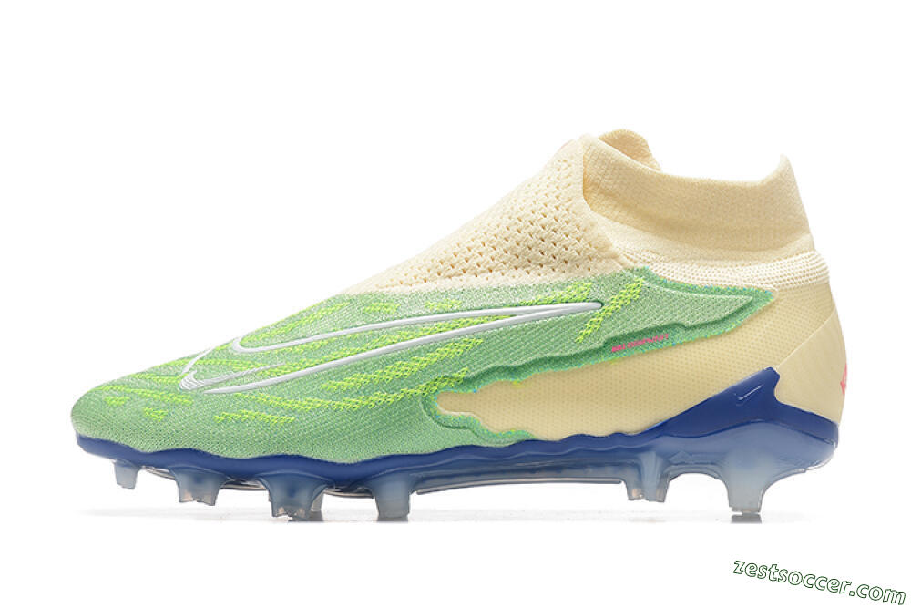 Nike Phantom GX Elite DF FG High-Tops Soccer Cleats - Green/Beige/Blue 2