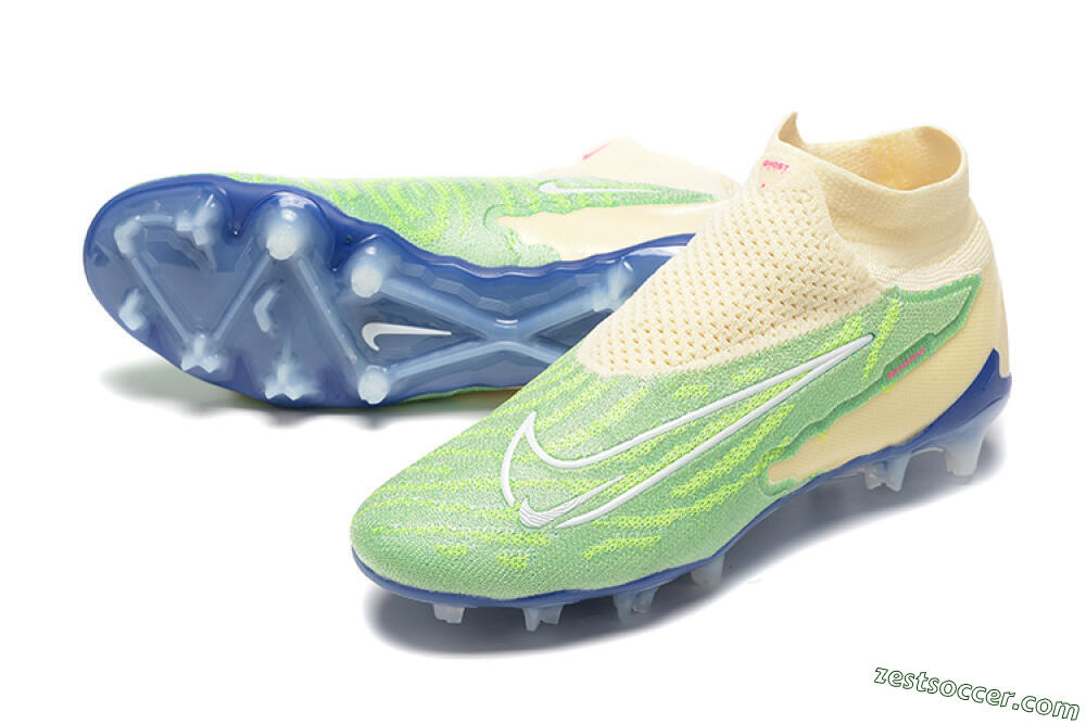 Nike Phantom GX Elite DF FG High-Tops Soccer Cleats - Green/Beige/Blue 3