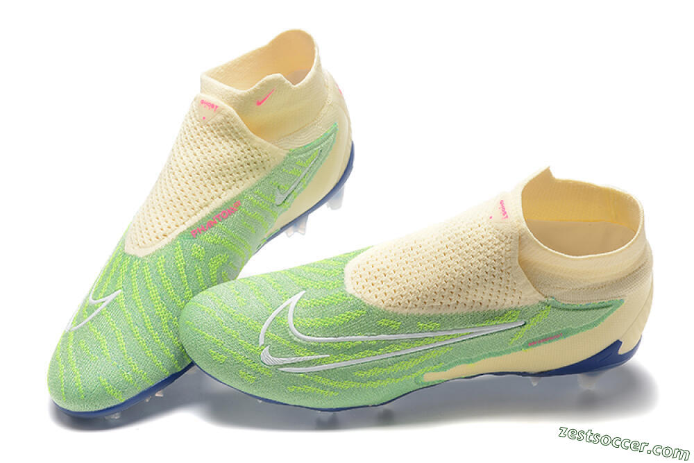 Nike Phantom GX Elite DF FG High-Tops Soccer Cleats - Green/Beige/Blue 5