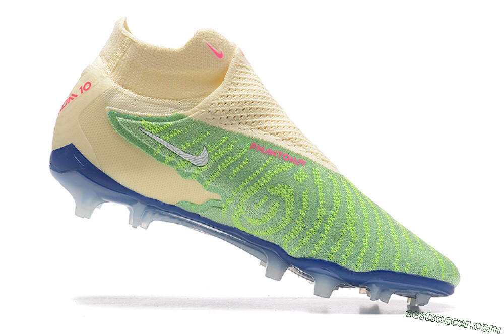 Nike Phantom GX Elite DF FG High-Tops Soccer Cleats - Green/Beige/Blue 6