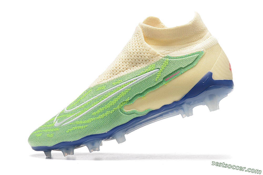 Nike Phantom GX Elite DF FG High-Tops Soccer Cleats - Green/Beige/Blue 7