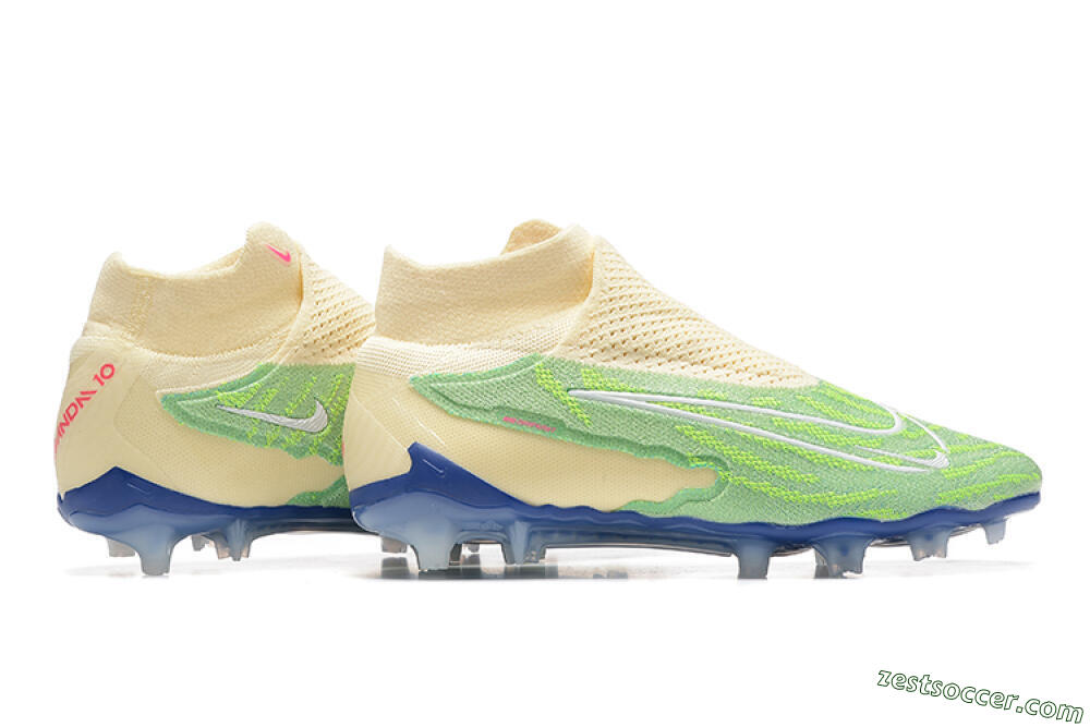 Nike Phantom GX Elite DF FG High-Tops Soccer Cleats - Green/Beige/Blue 8