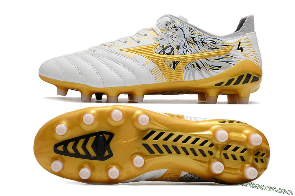Mizuno Morelia Neo 3 FG Low-Tops Soccer Cleats - White/Black/Gold 1